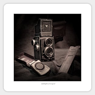 Art photo - b / w picture on a vintage camera Sticker